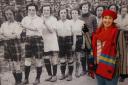 Carolyn Johnston, venue supervisor at Kirkcaldy Galleries, points out her footballing ‘superstar’ great-grandmother in one of the photographs in the exhibition.