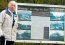 Willie Clarke with the message board in Glencraig.
