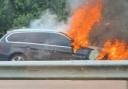 A car burst into flames on the A92 this afternoon (Thursday).
