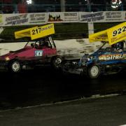 F2 drivers Craig Reid, from Cowdenbeath, and Pete Davidson in a joust.