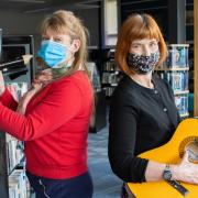Carolyn Johnston, Facilities and Services Supervisor (right) and Liz Mitchell, Library Assistant, at the Jennie Lee Library, Lochgelly Centre.