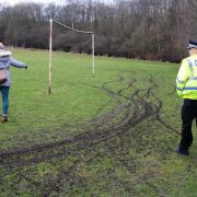 Cllr Rosemary Liewald and PC Barry Smith assessed the damage in Cardenden.