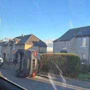 A car overturned in Stenhouse Street on Monday afternoon. Pic: Fife Jammer Locations.