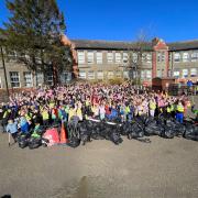 Crossgates Primary kids after the community clean up on Monday.