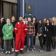 Martin Compston met with pupils from Lochgelly High School on the set of The Rig.