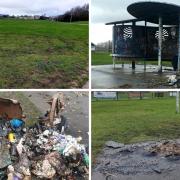 Damage left by vandals in Lochgelly Public Park.