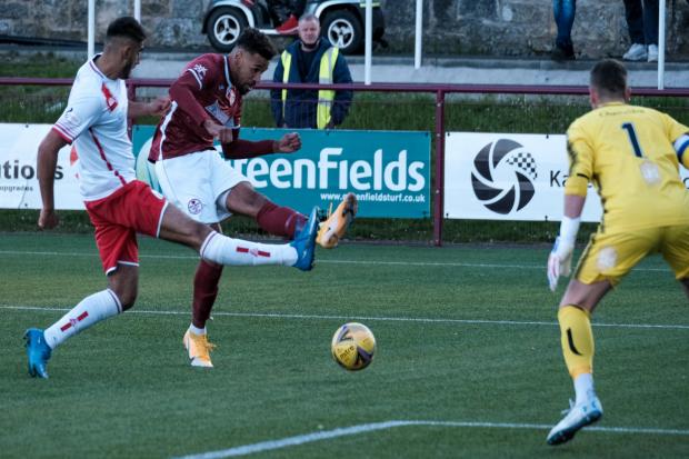 Nathan Austin's goal was not enough for Kelty Hearts this afternoon. Photo: Jim Payne.