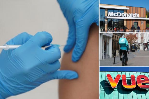 Vue, McDonald's, Deliveroo -firms  to offer freebies to encourage Covid jab. (PA)