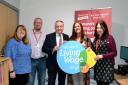 Richard Lochhead MSP, Minister for Just Transition, Employment and Fair Work, visited the Quarriers Fife Supported Living Service in Cowdenbeath to mark the fourth anniversary of Quarriers being a real Living Wage employer. Pictured are (l-r) Rachel