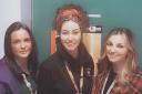 Calaiswood school workers Carly Haldane (left), Caitlin Arnold (right) and Jennifer Wright (centre) are set for a charity skydive to raise cash for their school and for CHAS.