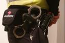 A Naloxone pouch on a Police Scotland officer's belt.