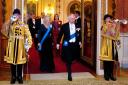 King Charles III and the Queen Consort during a Diplomatic Corps reception at Buckingham Palace (Victoria Jones/PA)