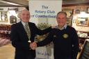 District 1010 Foundation convener Brian Johnson with Cowdenbeath Rotary Club president John Gilfillan.