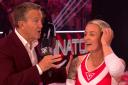 Kerry Wilson with host Bradley Walsh at the end of her semi-final.