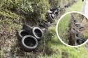 47 tyres were dumped on the backroad