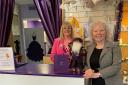 Claire Baker MSP with Uptown Girl owner,  Jean Young.