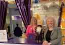 Claire Baker MSP with Uptown Girl owner,  Jean Young.