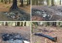 Damage caused by youths  at Leuchatsbeath Woods.
