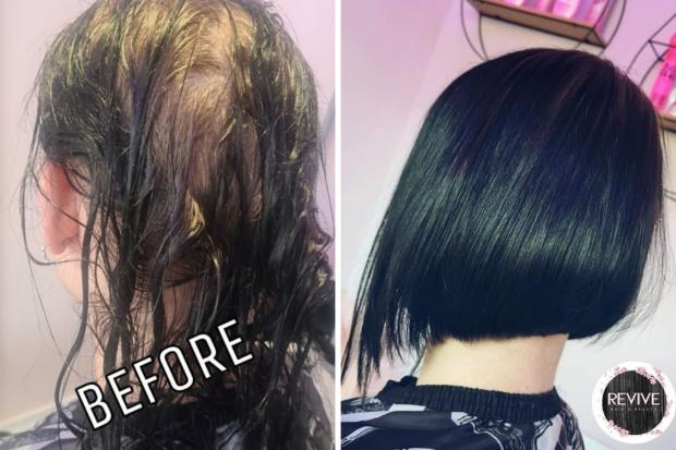 Before and after: A young homeless woman receives a free haircut from Revive in Cardenden.