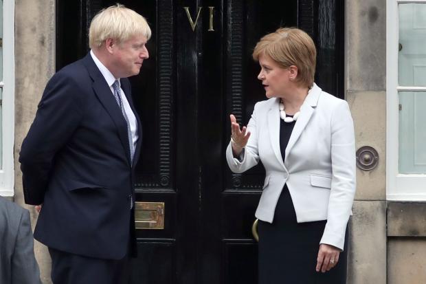 Nicola Sturgeon welcomes Boris Johnson to Bute House, 2019.