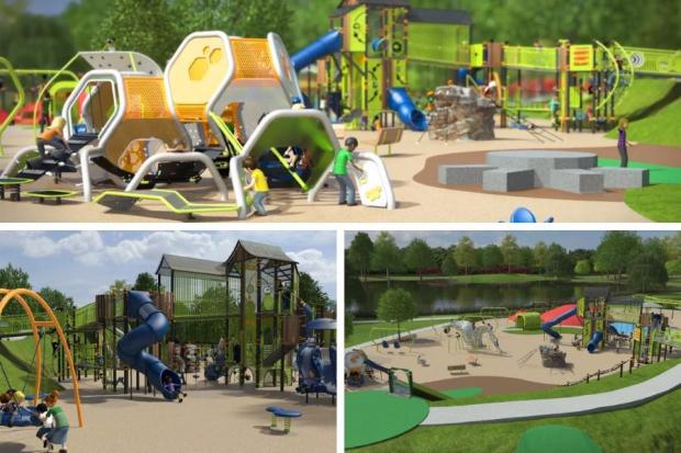 Images of how the new playpark at Lochore Meadows will look. However, the £800,000 project has now been delayed.