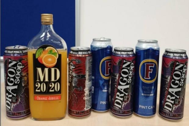 Just some of the booze confiscated by Police Scotland from youths in Lochgelly a few weeks ago. Credit: Cowdenbeath Police