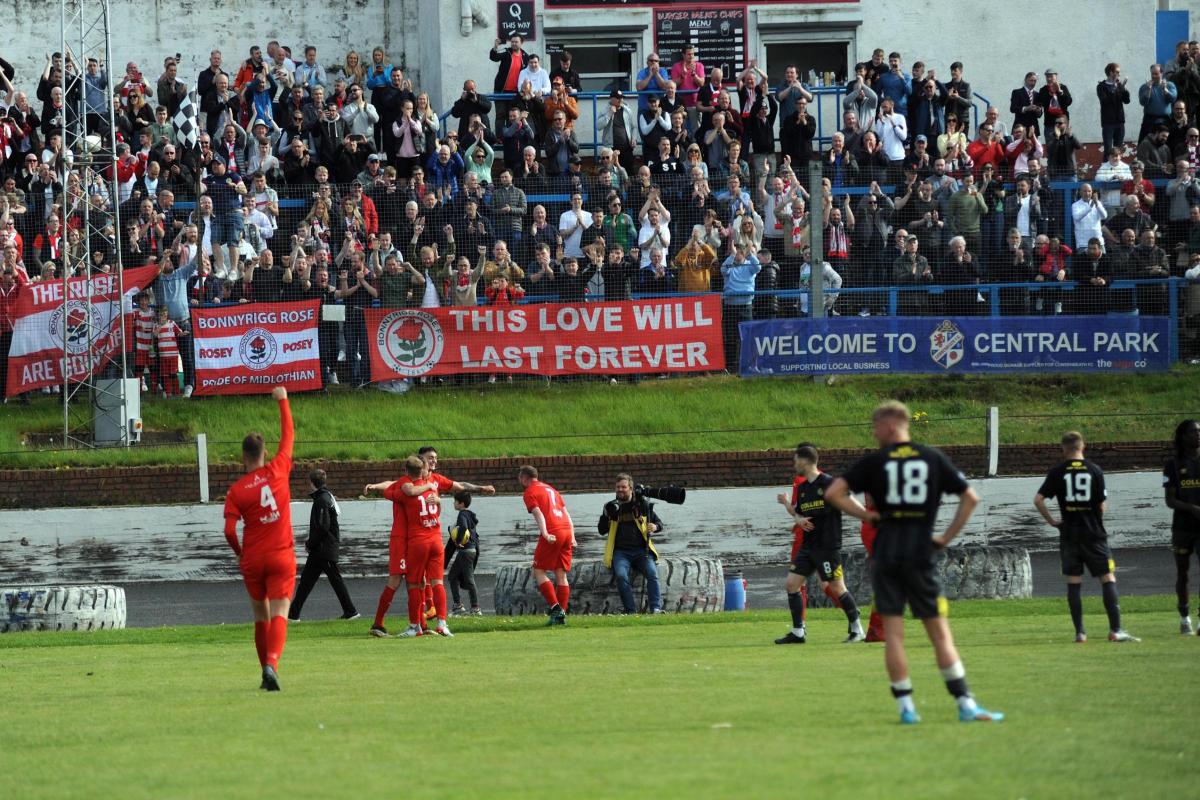 Mixed emotions as Cowdenbeath are relegated and Bonnyrigg Rose are promoted. Photo: David Wardle.