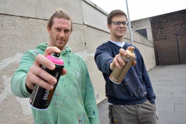 HERE TO SPRAY: Michael Corr and Ross Hastie have been commissioned for the artwork in Alloa. Picture by Jan van der Merwe