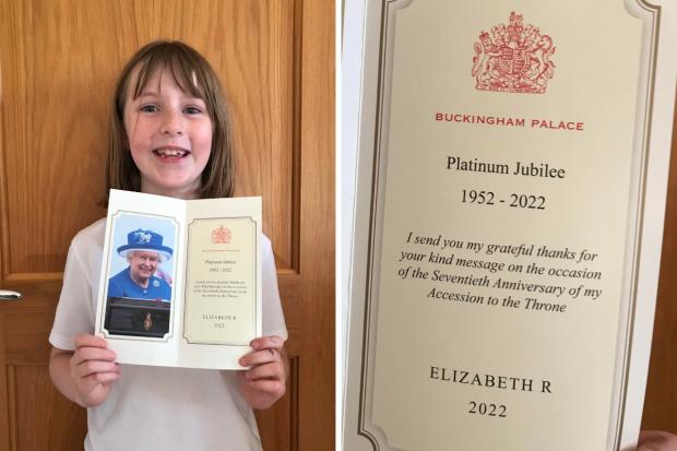 Mhairi Wheatley with her letter back from Her Majesty the Queen.