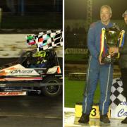 Gordon Moodie in Racewall action and collecting a trophy.