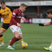 Max Kucheriavyi in action for Kelty against Annan Athletic. Photo: David Wardle.