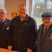 Jim Stark is pictured, centre, with Probus Club president Alan Dunbar left and member, George Seath.