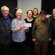 Cheque mates. Left to right, Tom Mcintosh, Marjory McIntosh, Kitty Boyle, Keiran Murphy, Brian Menzies and Terry Ironside at Lochore Meadows Golf Club. Photo: David Wardle.