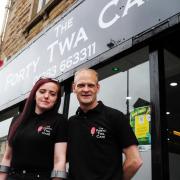 Gary Spence and Lesley Hamilton outside their Forty Twa Cafe.