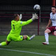 Ross Cunningham, pictured during last Tuesday's win over Stranraer, scored a stoppage-time penalty to earn Kelty Hearts a Viaplay Cup draw at top flight Ross County on Saturday. Photo: David Wardle.