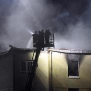 Firefighters at the scene of the blaze in Lochgelly.