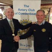 District 1010 Foundation convener Brian Johnson with Cowdenbeath Rotary Club president John Gilfillan.