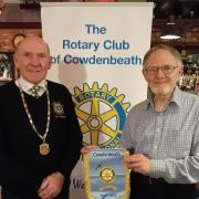 Cowdenbeath Rotary Club president John Gilfillan with John Helliwell, of Mary's Meals.