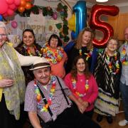 Resident and staff at Mossview Care Home enjoy the party to mark the home's 15th birthday.