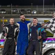 Drivers take a bow after some quality racing at Lochgelly Raceway.