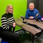 Sharrell Carroll is pictured with Showcasing Sustainability podcast guest David Torrance MSP in the College's recording studios