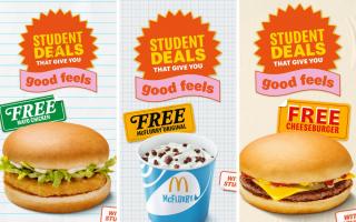 Students can get a free McDonald's item in store or on delivery