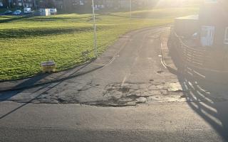 The pothole-riddled junction in Cowdenbeath. Photo: Courtesy of Councillor Bailey-Lee Robb.
