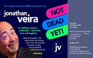 Jonathan Veira will be performing his Not Dead Yet show at Beath and Cowdenbeath North Church.