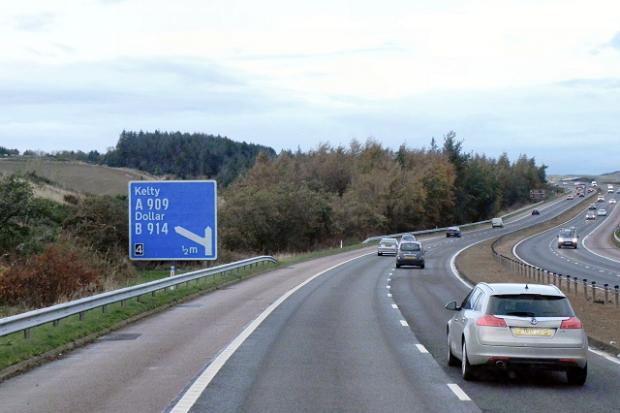 The works will take place southbound on the M90 near Kelty.